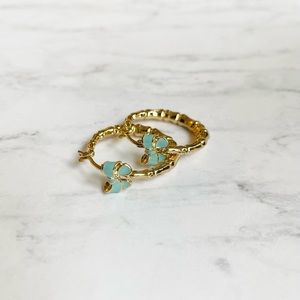 Disney Couture Gold Bamboo Earrings with Blue Enamel